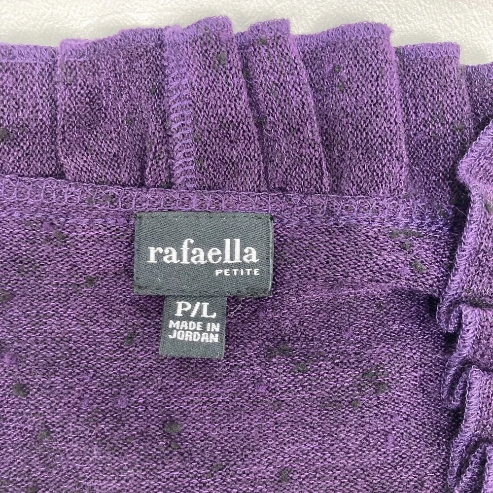 Rafaella Petite Purple Knit Cardigan‎ Ruffle Neck Button Front Petite P/L
